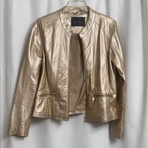 Cavalini Metallic Gold Faux Leather Jacket Large